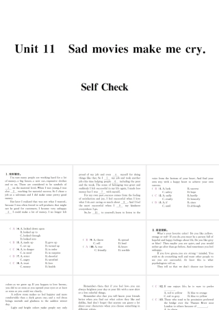 （遵义专版）秋九年级英语全册 Unit 11 Sad movies make me cry Self Check习题课件 （新版）人教新目标版-（新版）人教新目标版初中九年级全册英语课件