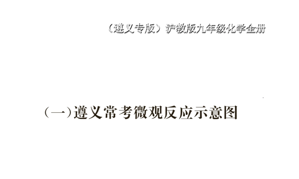（遵义专版）秋九年级化学全册（一）遵义常考微观反应示意图课件 沪教版-沪教版初中九年级全册化学课件