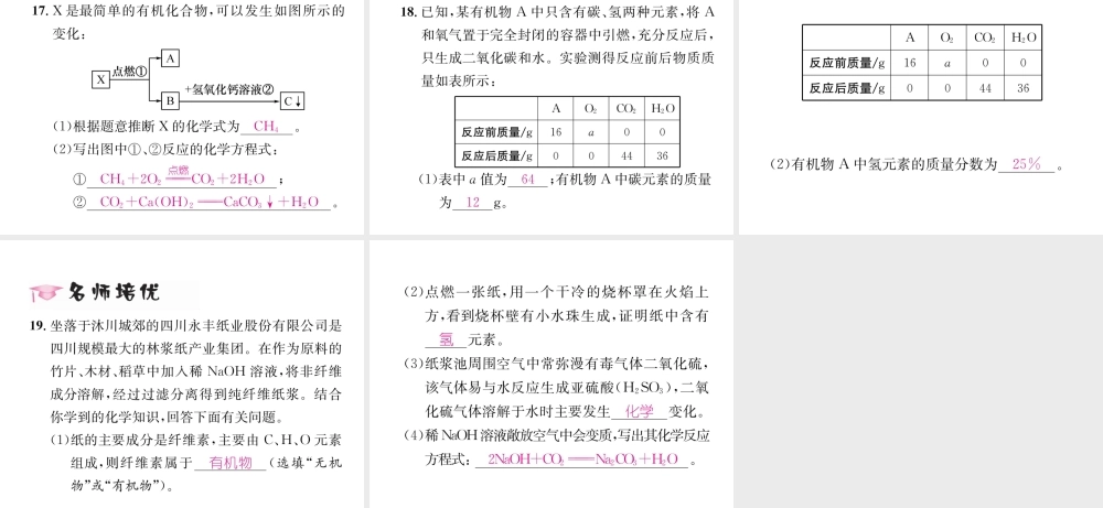 （遵义专版）秋九年级化学下册 第8章 食品中的有机化合物 第1节 什么是有机化合物习题课件 沪教版-沪教版初中九年级下册化学课件