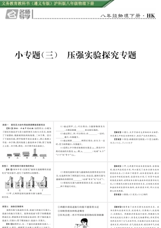 （遵义专版）春八年级物理全册 第8章 压强小专题（三）压强实验探究专题习题课件 （新版）沪科版-（新版）沪科版初中八年级全册物理课件