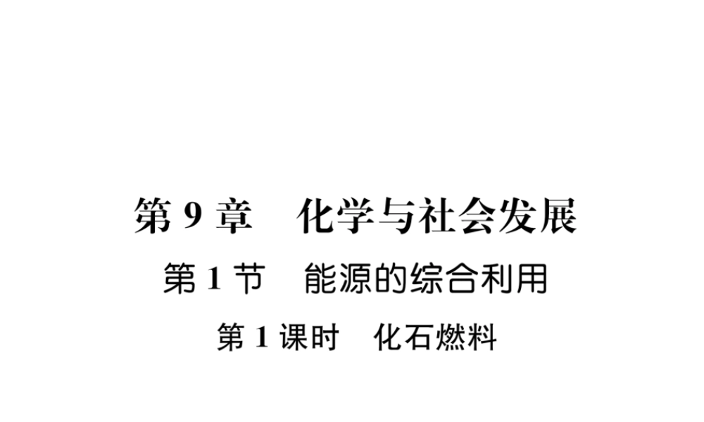 （遵义专版）秋九年级化学下册 第9章 化学与社会发展 第1节 能源的综合利用 第1课时 化石燃料习题课件 沪教版-沪教版初中九年级下册化学课件