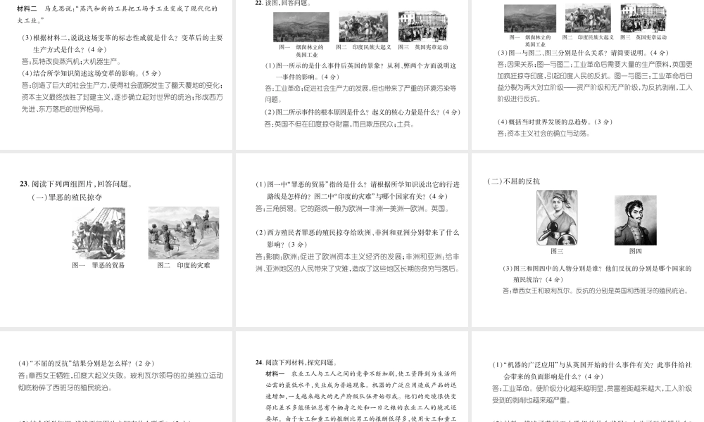 （遵义专用）九年级历史上册 第2单元 近代社会的确立与动荡达标测试卷课件 北师大版-北师大版初中九年级上册历史课件