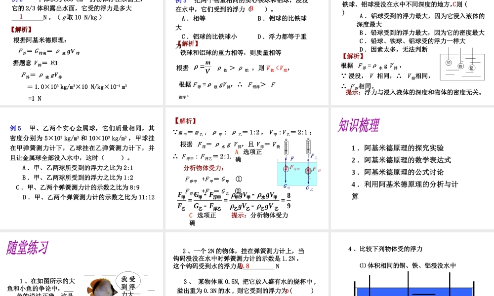 （遵义专版）春八年级物理全册 第9章 浮力 第2节 阿基米德原理教学课件 （新版）沪科版-（新版）沪科版初中八年级全册物理课件