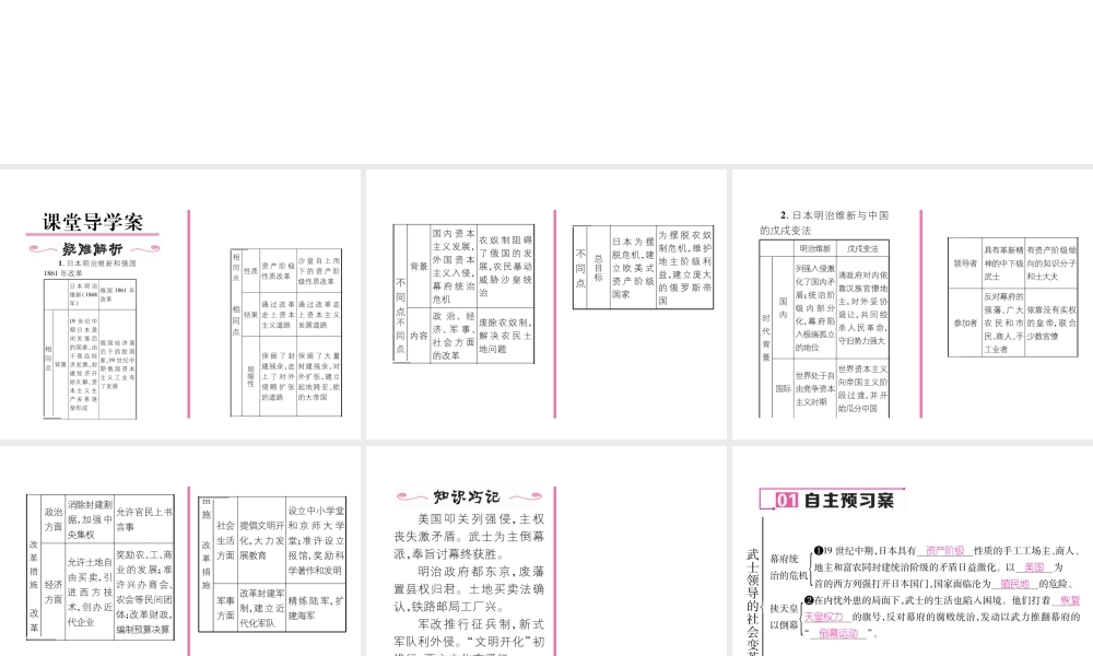 （遵义专用）九年级历史上册 第3单元 近代社会的发展与终结 第16课 武士领导的社会变革课件 北师大版-北师大版初中九年级上册历史课件