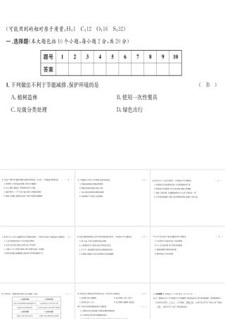 （遵义专版）秋九年级化学下册 第9章 化学与社会发展达标测试卷习题课件 沪教版-沪教版初中九年级下册化学课件