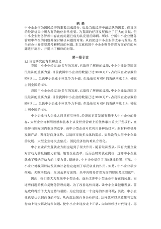 我国中小企业财务管理方面存在的问题分析研究  财务会计学专业