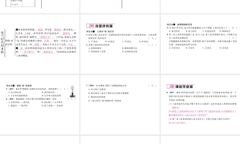 （遵义专用）九年级历史上册 第3单元 近代社会的发展与终结 第17课 电气时代的来临课件 北师大版-北师大版初中九年级上册历史课件