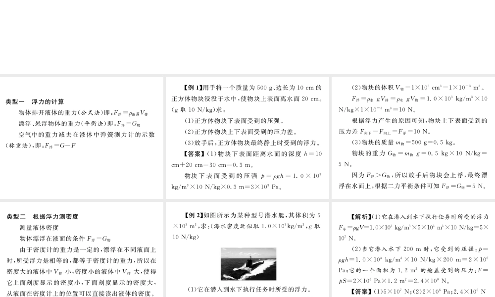 （遵义专版）春八年级物理全册 第9章 浮力小专题（四）浮力的综合计算专题习题课件 （新版）沪科版-（新版）沪科版初中八年级全册物理课件