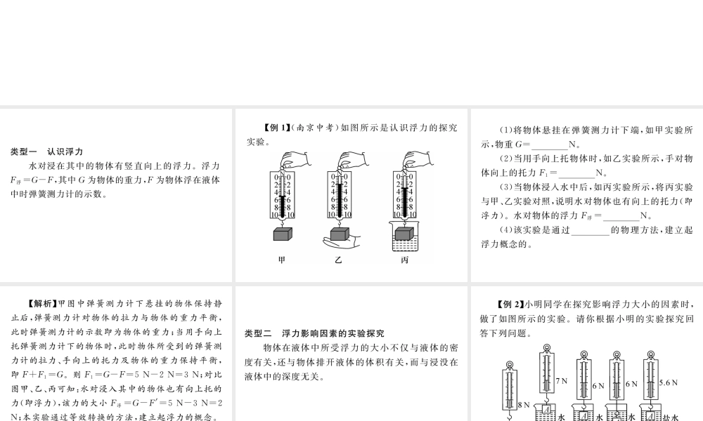 （遵义专版）春八年级物理全册 第9章 浮力小专题（五）浮力实验探究专题习题课件 （新版）沪科版-（新版）沪科版初中八年级全册物理课件