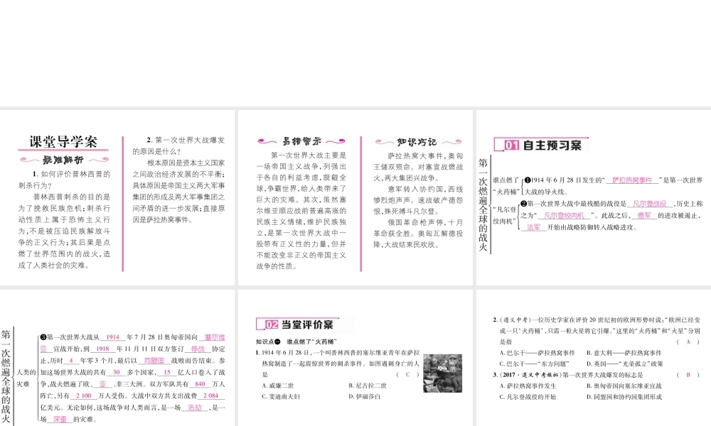 （遵义专用）九年级历史上册 第3单元 近代社会的发展与终结 第20课 第一次燃遍全球的战火课件 北师大版-北师大版初中九年级上册历史课件