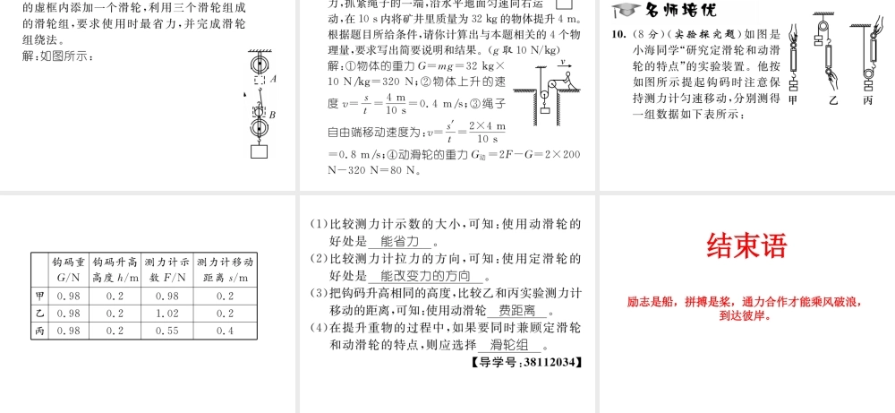 （遵义专版）春八年级物理全册 第10章 机械与人 第2节 滑轮及其应用习题课件 （新版）沪科版-（新版）沪科版初中八年级全册物理课件