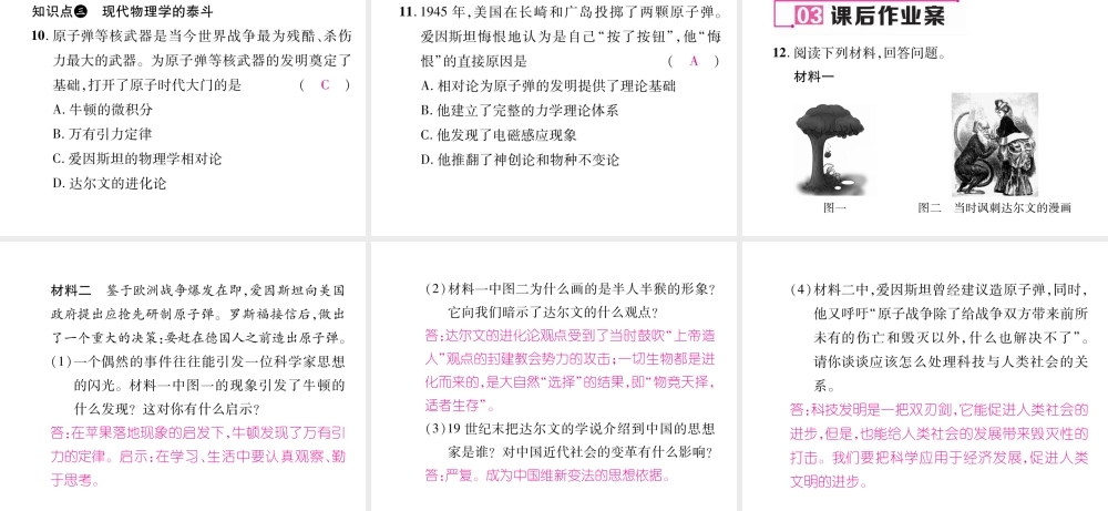 （遵义专用）九年级历史上册 第4单元 构建文化的圣殿 第23课 构建科学殿堂的巨匠课件 北师大版-北师大版初中九年级上册历史课件