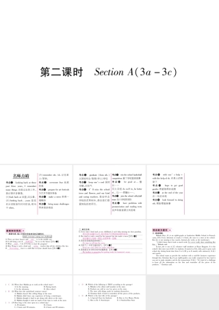 （遵义专版）秋九年级英语全册 Unit 14 I remember meeting all of you in Grade 7（第2课时）Section A（3a-3c）作业课件 （新版）人教新目标版-（新版）人教新目标版初中九年级全册英语课件