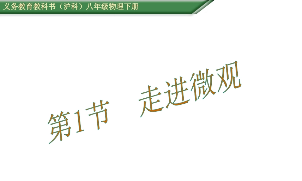 （遵义专版）春八年级物理全册 第11章 小粒子与大宇宙 第1节 走进微观教学课件 （新版）沪科版-（新版）沪科版初中八年级全册物理课件
