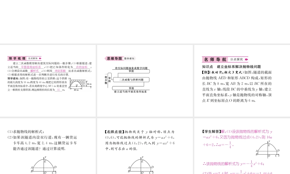（遵义专版）秋九年级数学上册 第22章 二次函数 22.3 实际问题与二次函数 第3课时 二次函数与拱桥问题习题课件 （新版）新人教版-（新版）新人教版初中九年级上册数学课件