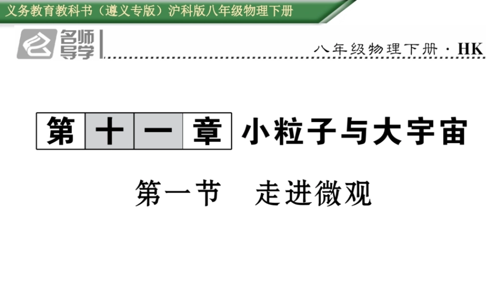 （遵义专版）春八年级物理全册 第11章 小粒子与大宇宙 第1节 走进微观习题课件 （新版）沪科版-（新版）沪科版初中八年级全册物理课件