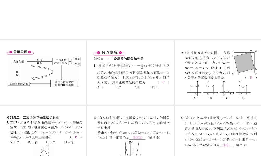 （遵义专版）秋九年级数学上册 第22章 二次函数整合与提升习题课件 （新版）新人教版-（新版）新人教版初中九年级上册数学课件
