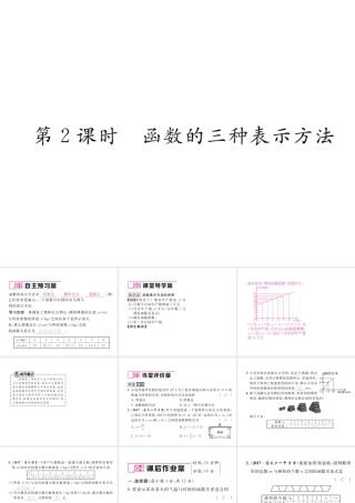 （遵义专级数学下册 第19章 一次函数 19.1 变量与函数 19.1.2 第2课时 函数的三种表示方法作业课件 （新版）新人教版-（新版）新人教级下册数学课件