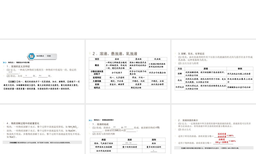 （遵义专用）中考化学高分一轮复习 第1部分 教材系统复习 第6章 溶解现象课件-人教版初中九年级全册化学课件