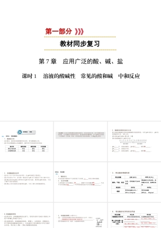 （遵义专用）中考化学高分一轮复习 第1部分 教材系统复习 第7章 应用广泛的酸、碱、盐 课时1 溶液的酸碱性 常见的酸和碱 中和反应课件-人教版初中九年级全册化学课件