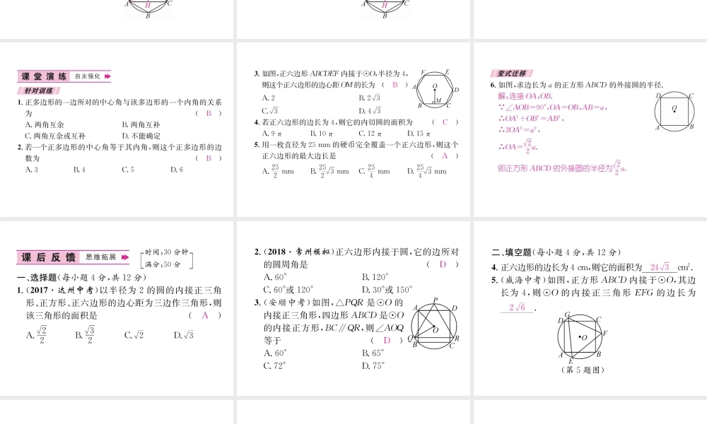 （遵义专版）秋九年级数学上册 第24章 圆 24.3 正多边形和圆习题课件 （新版）新人教版-（新版）新人教版初中九年级上册数学课件