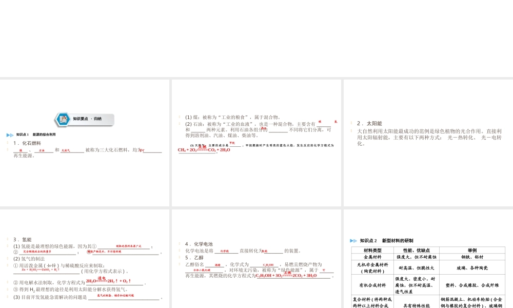 （遵义专用）中考化学高分一轮复习 第1部分 教材系统复习 第9章 化学与社会发展课件-人教版初中九年级全册化学课件
