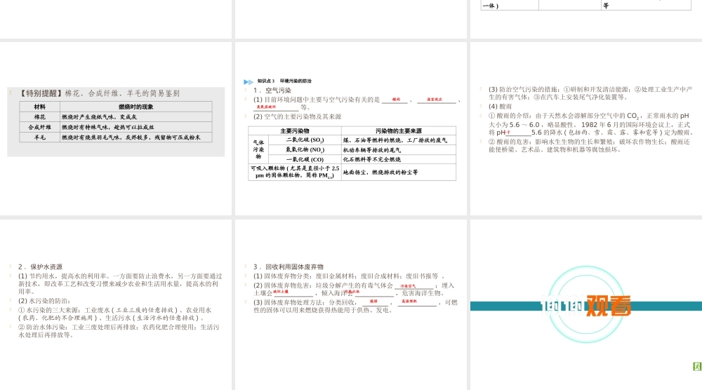 （遵义专用）中考化学高分一轮复习 第1部分 教材系统复习 第9章 化学与社会发展课件-人教版初中九年级全册化学课件