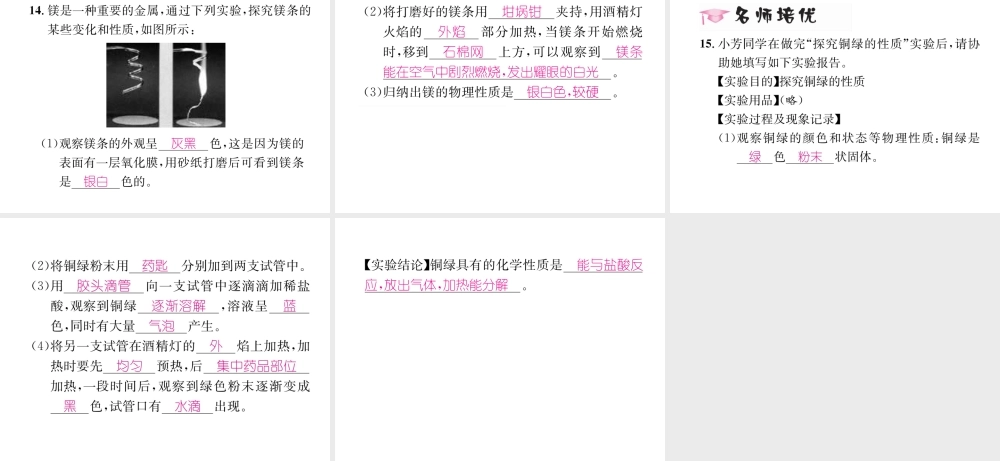 （遵义专版）秋九年级化学上册 第1章 开启化学之门 第3节 怎样学习和研究化学 第2课时 科学探究和化学符号习题课件 沪教版-沪教版初中九年级上册化学课件