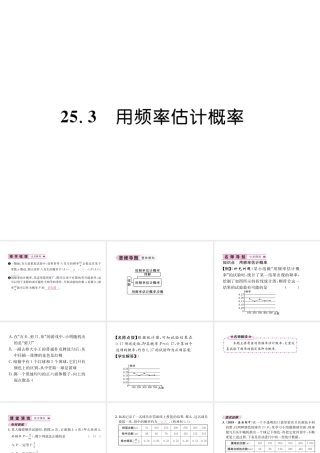 （遵义专版）秋九年级数学上册 第25章 概率初步 25.3 用频率估计概率习题课件 （新版）新人教版-（新版）新人教版初中九年级上册数学课件