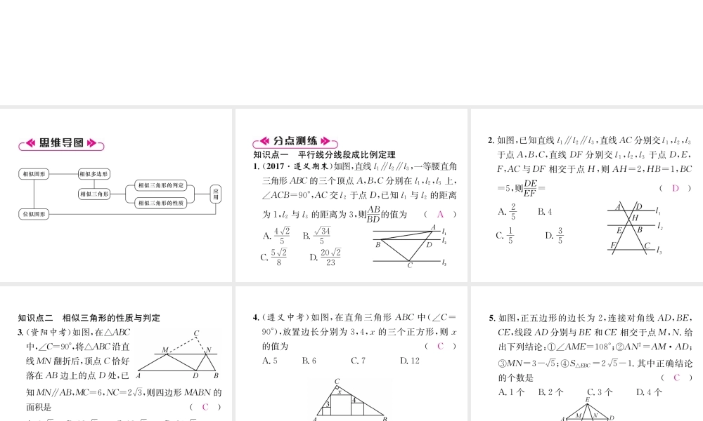 （遵义专级数学下册 第27章 相似整合与提升习题课件 （新版）新人教版-（新版）新人教级下册数学课件