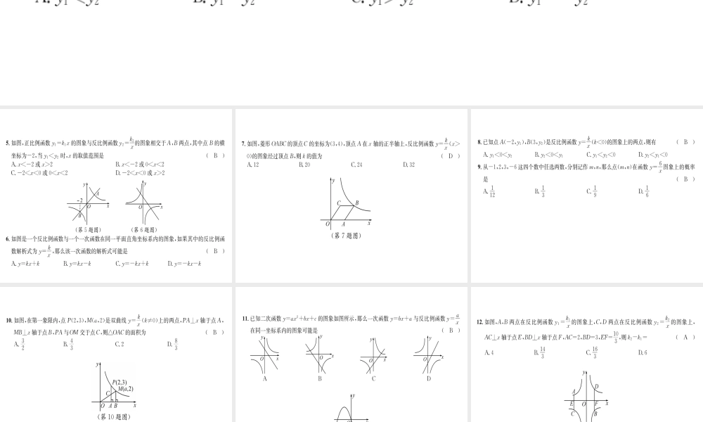 （遵义专版）秋九年级数学下册 第26章 反比例函数达标测试卷习题课件 （新版）新人教版-（新版）新人教版初中九年级下册数学课件