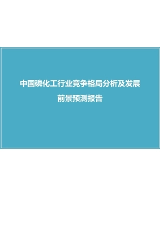 中国磷化工行业竞争格局分析及发展前景预测报告