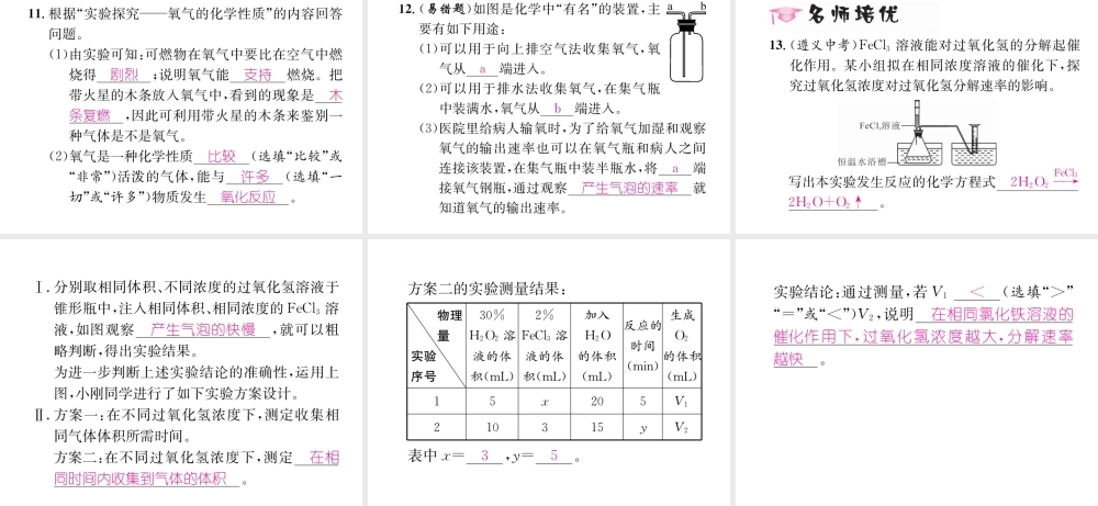 （遵义专版）秋九年级化学上册 第2章 身边的化学物质 基础实验1 氧气的制取与性质习题课件 沪教版-沪教版初中九年级上册化学课件