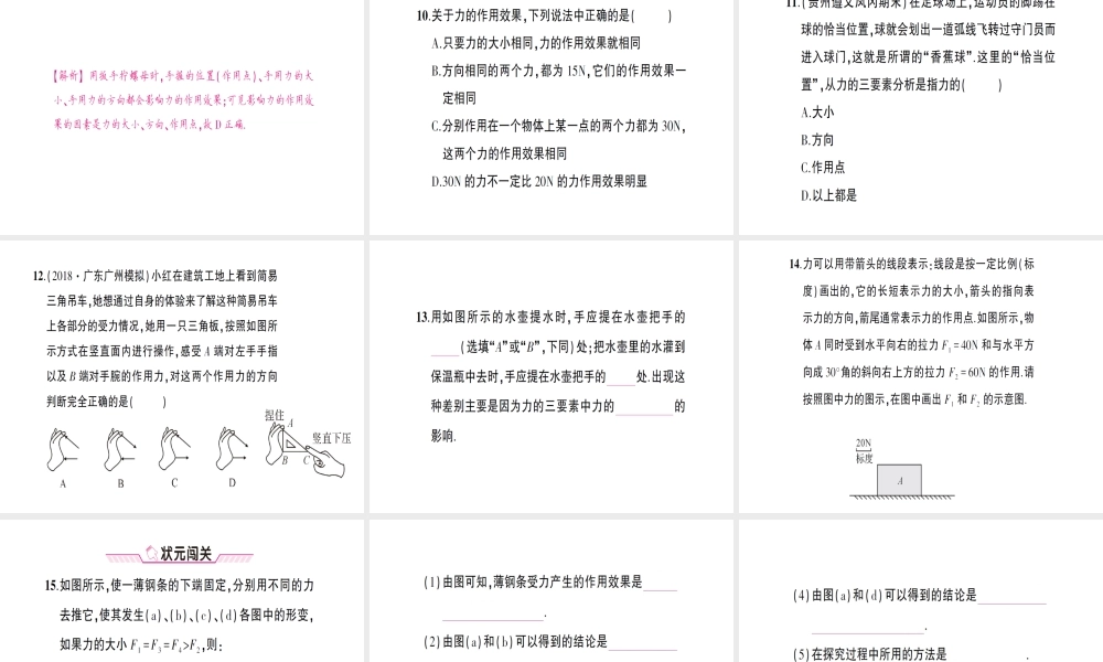 （遵义专版）八年级物理全册 第六章 第二节 怎样描述力习题课件 （新版）沪科版-（新版）沪科版初中八年级全册物理课件