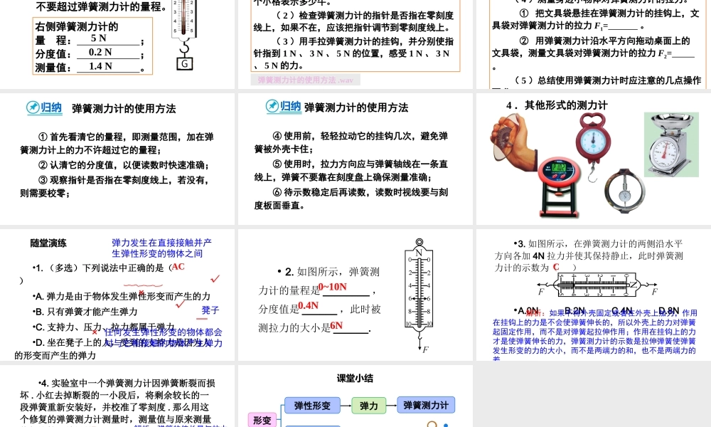 （遵义专版）八年级物理全册 第六章 第三节 弹力与弹簧测力计课件 （新版）沪科版-（新版）沪科版初中八年级全册物理课件