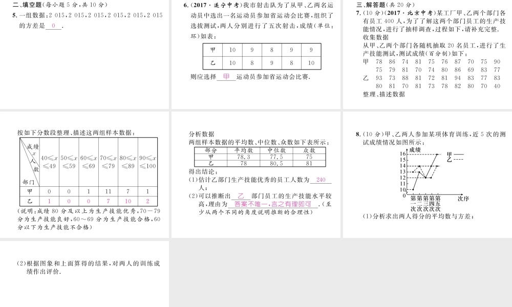 （遵义专级数学下册 第数据的分析  课题学习 体质健康测试中的数据分析作业课件 （新版）新人教版-（新版）新人教级下册数学课件