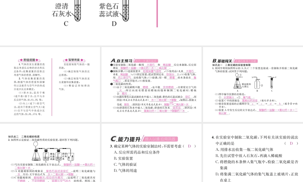 （遵义专版）秋九年级化学上册 第2章 身边的化学物质 基础实验2 二氧化碳的制取与性质习题课件 沪教版-沪教版初中九年级上册化学课件