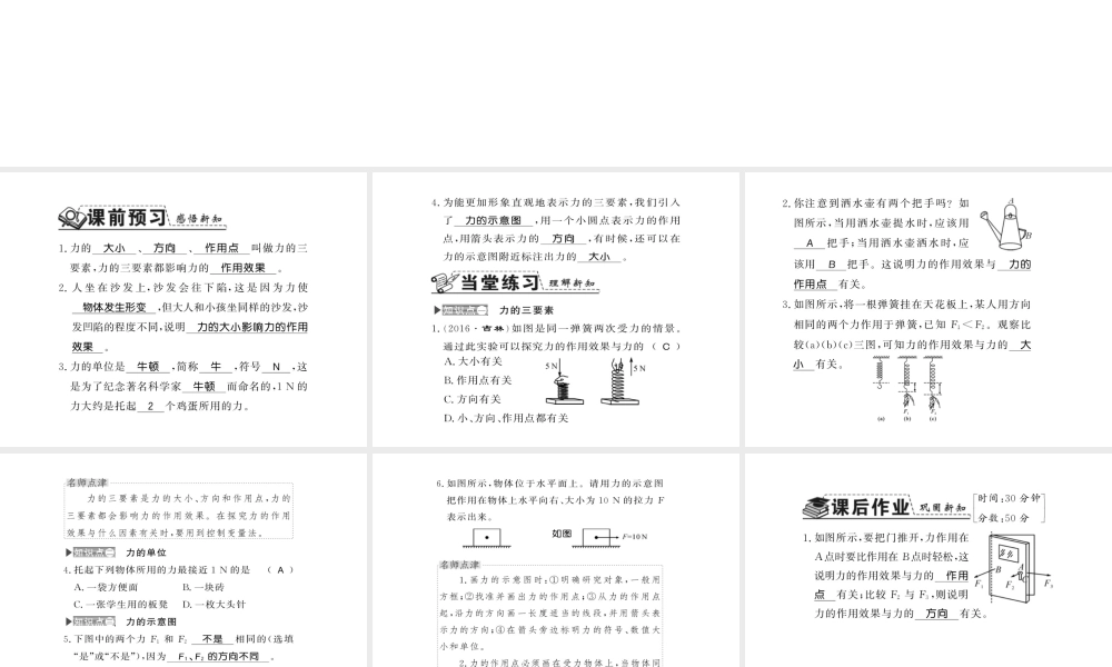 （遵义专版）八年级物理全册 第六章 熟悉而陌生的力 第二节 怎样描述力课件 （新版）沪科版-（新版）沪科版初中八年级全册物理课件