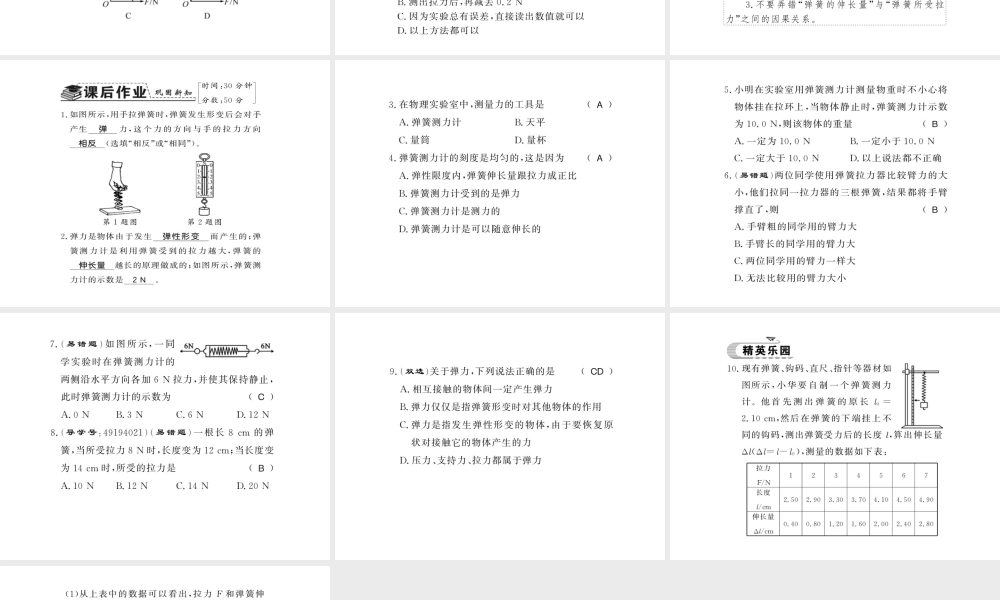 （遵义专版）八年级物理全册 第六章 熟悉而陌生的力 第三节 弹力与弹簧测力计课件 （新版）沪科版-（新版）沪科版初中八年级全册物理课件