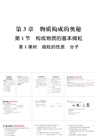 （遵义专版）秋九年级化学上册 第3章 物质构成的奥秘 第1节 构成物质的基本微粒 第1课时 微粒的性质 分子习题课件 沪教版-沪教版初中九年级上册化学课件