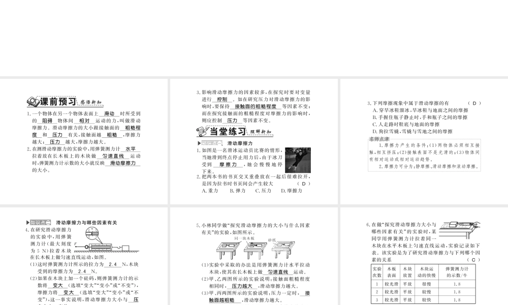 （遵义专版）八年级物理全册 第六章 熟悉而陌生的力 第五节 1 滑动摩擦力与哪些因素有关课件 （新版）沪科版-（新版）沪科版初中八年级全册物理课件
