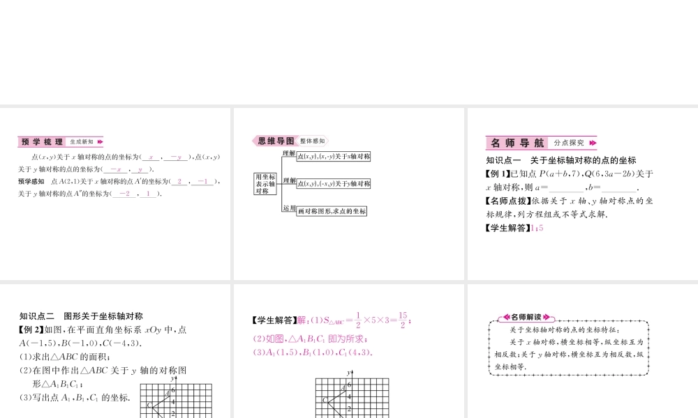 （遵义专版）八年级数学上册 第13章 轴对称 13.2 画轴对称图形 第2课时 用坐标表示轴对称习题课件 （新版）新人教版-（新版）新人教版初中八年级上册数学课件