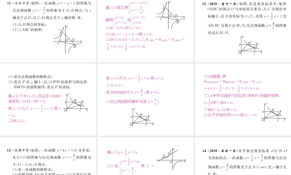 （遵义专级数学下册 专题训练三 反比例函数与一次函数、二次函数的综合习题课件 （新版）新人教版-（新版）新人教级下册数学课件
