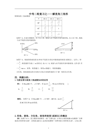 中考二轮复习之——解直角三角形