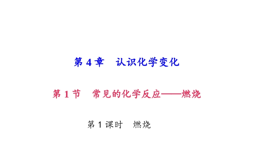（遵义专版）秋九年级化学上册 第4单元 第1节 常见的化学反应—燃烧 第1课时 燃烧作业课件 沪教版-沪教版初中九年级上册化学课件