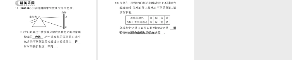 （遵义专版）八年级物理全册 第四章 多彩的光 第四节 光的色散课件 （新版）沪科版-（新版）沪科版初中八年级全册物理课件