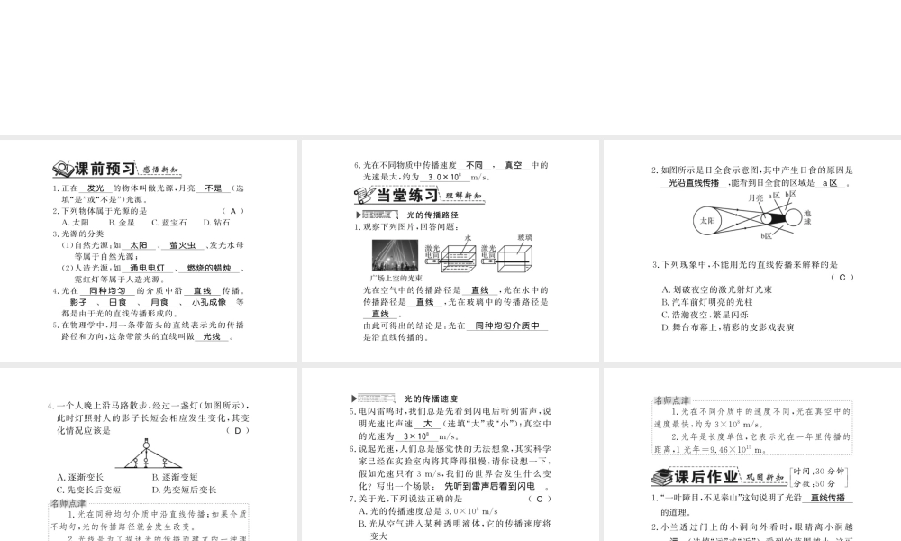 （遵义专版）八年级物理全册 第四章 多彩的光 第一节 1 光的传播课件 （新版）沪科版-（新版）沪科版初中八年级全册物理课件