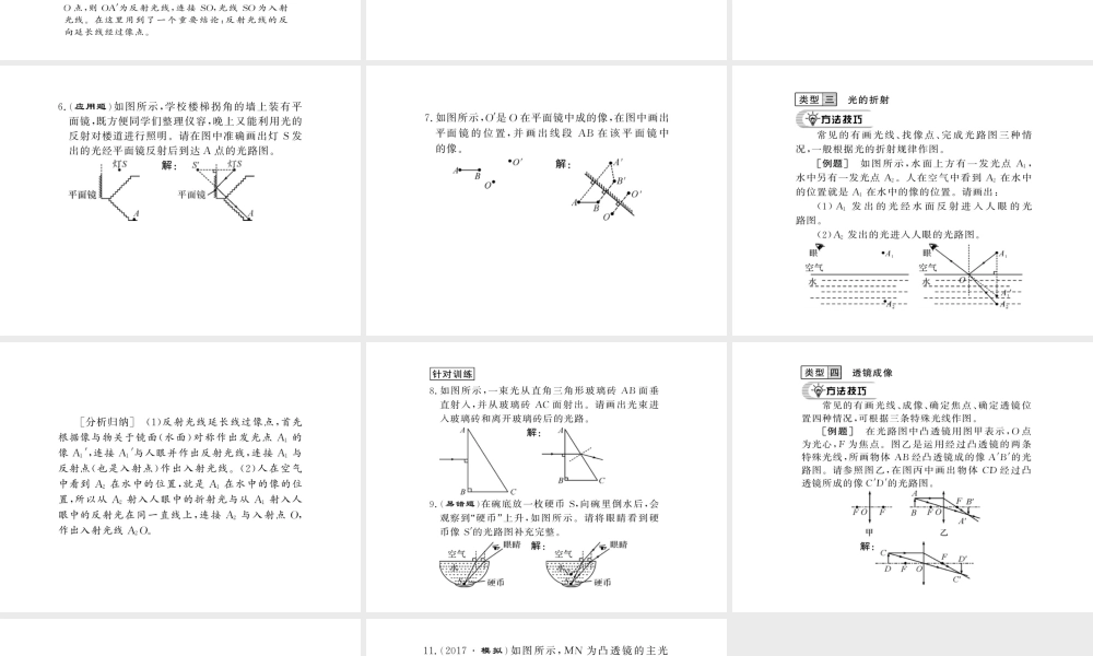 （遵义专版）八年级物理全册 第四章 多彩的光 专题训练二 光学作图课件 （新版）沪科版-（新版）沪科版初中八年级全册物理课件