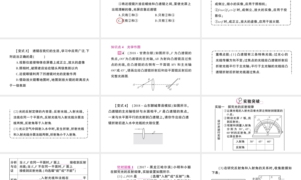 （遵义专版）八年级物理全册 第四章 多彩的光本章知识复习与重难突破课件 （新版）沪科版-（新版）沪科版初中八年级全册物理课件