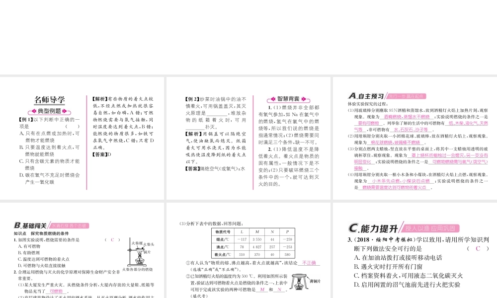（遵义专版）秋九年级化学上册 第4章 认识化学变化 基础实验3 物质燃烧的条件习题课件 沪教版-沪教版初中九年级上册化学课件